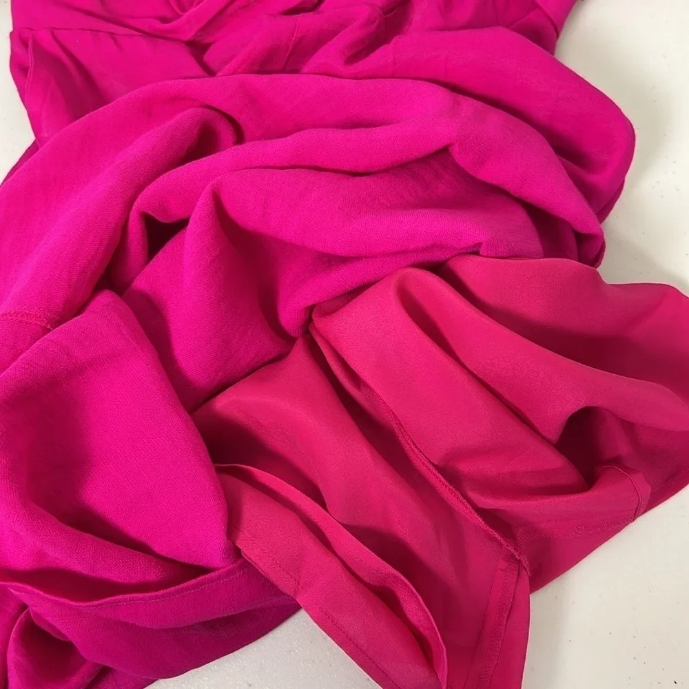 Anthropologie Galatea Strapless Tie Front Wide Leg Jumpsuit Fuchsia Pink Culotte - Picture 15 of 16